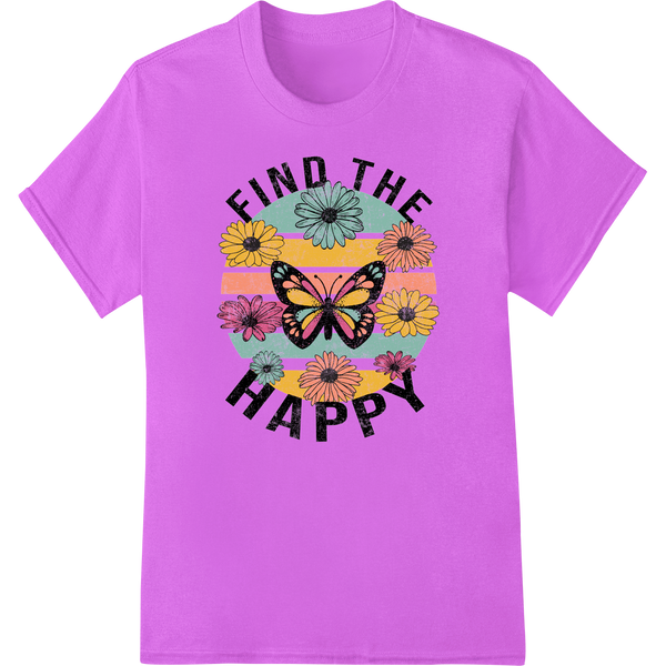 Find Happiness with Colorful Butterfly & Flowers DTF Print showcasing advanced DTF transfers technology