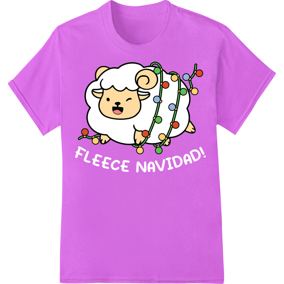 Adorable Christmas Sheep DTF Print - Festive Holiday Cheer on purple shirt - SUPERDTF-DTF Prints-DTF Transfers-Custom DTF Prints