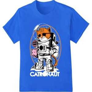 Custom direct to film printing design - Playful Astronaut Cat: Quirky Cartoon DTF Print Design