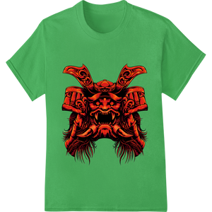 Premium quality heat transfer on Fierce Samurai Demon Mask Heat Transfer | Super DTF