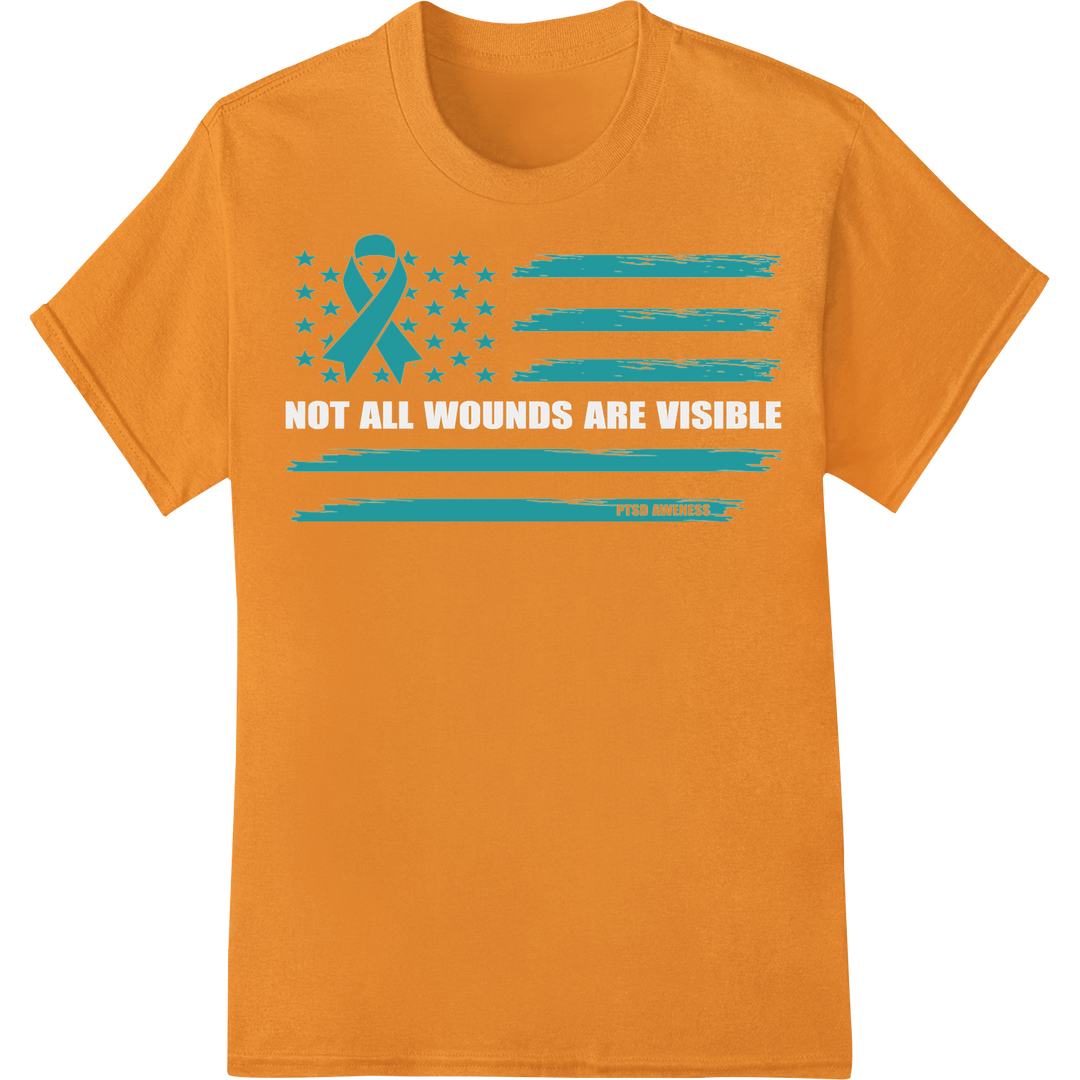 PTSD Awareness Ribbon Flag DTF Print Heat Transfer on orange shirt - SUPERDTF-DTF Prints-DTF Transfers-Custom DTF Prints