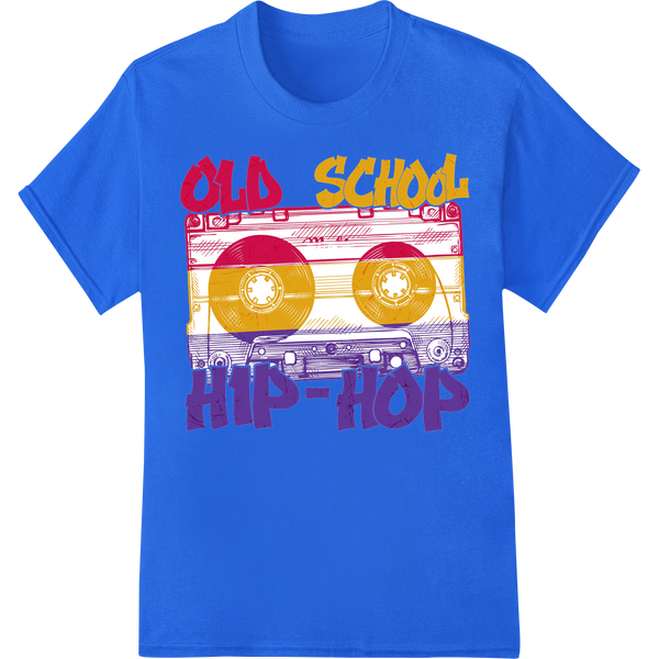 Retro Hip-Hop Cassette DTF Print Heat Transfer | Nostalgia on blue shirt - SUPERDTF-DTF Prints-DTF Transfers-Custom DTF Prints