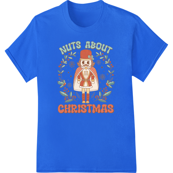 Retro Nutcracker Christmas Charm - Vintage DTF Print on blue shirt - SUPERDTF-DTF Prints-DTF Transfers-Custom DTF Prints