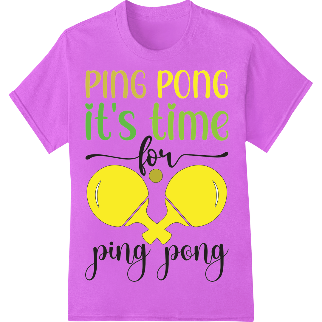 Serve Up Fun with This Playful Ping Pong DTF Print Transfer on purple shirt - SUPERDTF-DTF Prints-DTF Transfers-Custom DTF Prints