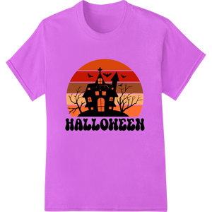 Expert heat transfer craftsmanship on Haunted Halloween House Silhouette Heat Transfer