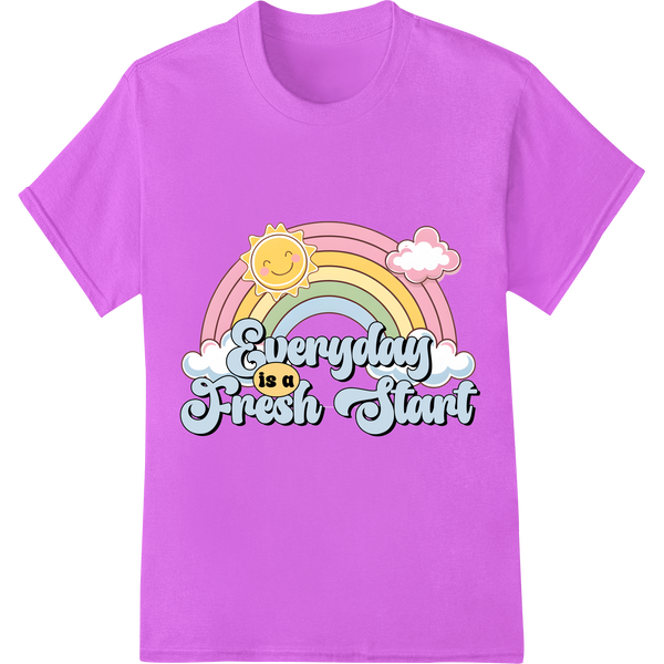 Retro Rainbow Positivity: Everyday is a Fresh Start on purple shirt - SUPERDTF-DTF Prints-DTF Transfers-Custom DTF Prints