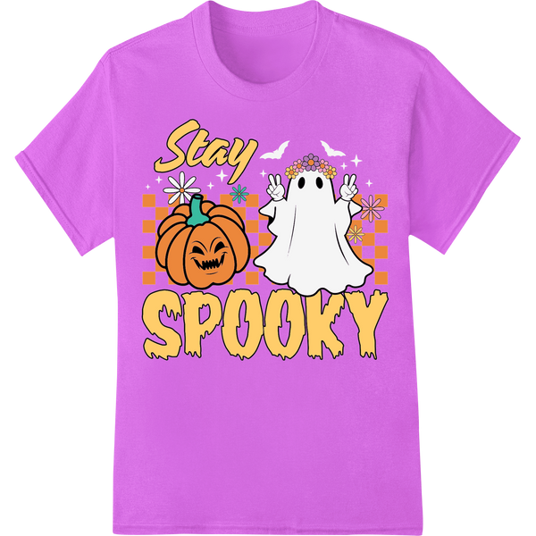 Personalized high-quality t-shirt printing design for Adorable Halloween Friends: Jolly Pumpkin & Cute Ghost