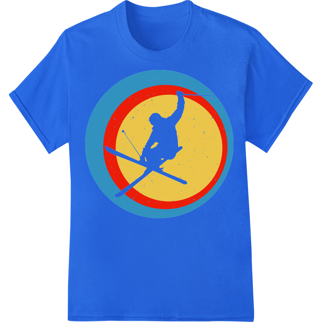 Dynamic Skiing Silhouette DTF Print Transfer | Winter Sports on blue shirt - SUPERDTF-DTF Prints-DTF Transfers-Custom DTF Prints