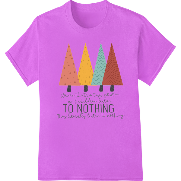 Whimsical Christmas Trees Quote DTF Print Heat Transfer on purple shirt - SUPERDTF-DTF Prints-DTF Transfers-Custom DTF Prints