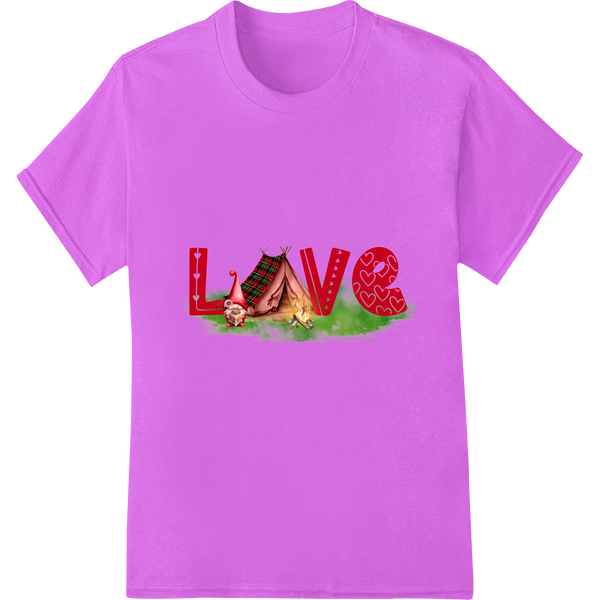 Outdoorsy Love: Camping Valentine's Day DTF Print Transfer on purple shirt - SUPERDTF-DTF Prints-DTF Transfers-Custom DTF Prints