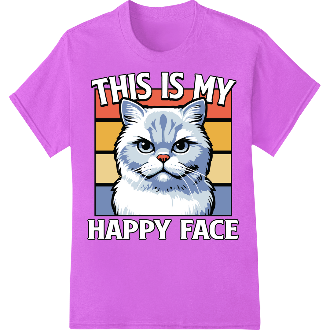 Grumpy Cat 'Happy Face' Funny Meme DTF Print Heat Transfer on purple shirt - SUPERDTF-DTF Prints-DTF Transfers-Custom DTF Prints