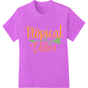 Custom bulk t-shirt printing design - Tropical Vibes: Fun Summer Typography Heat Transfer