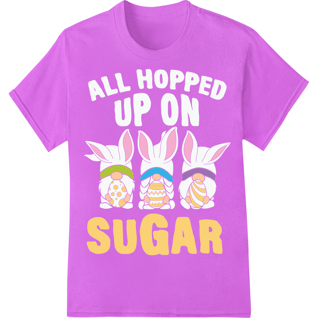 Adorable Easter Bunny Ears Sugar DTF Transfer Print on purple shirt - SUPERDTF-DTF Prints-DTF Transfers-Custom DTF Prints