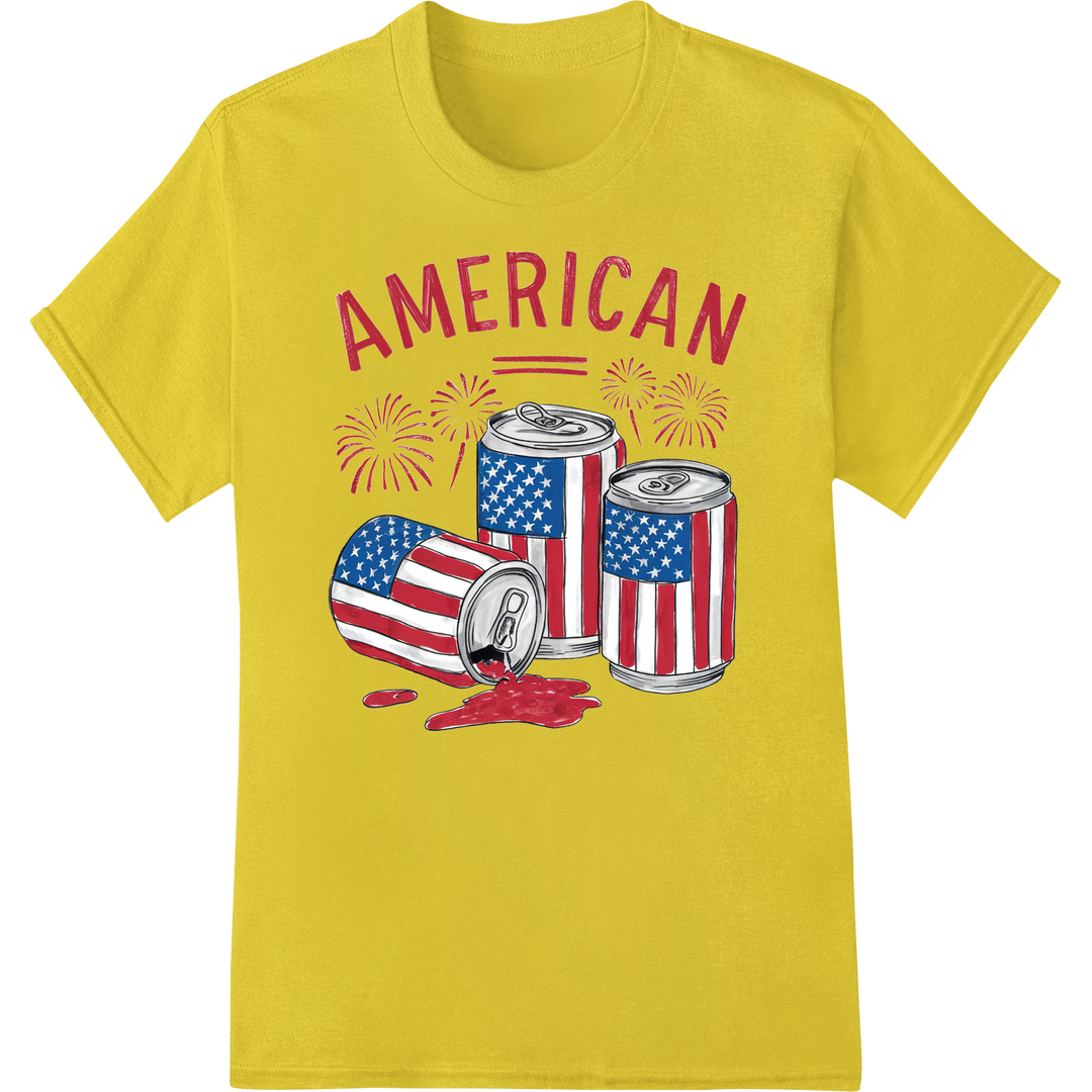 Patriotic July 4th Americana DTF Print Heat Transfer on yellow shirt - SUPERDTF-DTF Prints-DTF Transfers-Custom DTF Prints