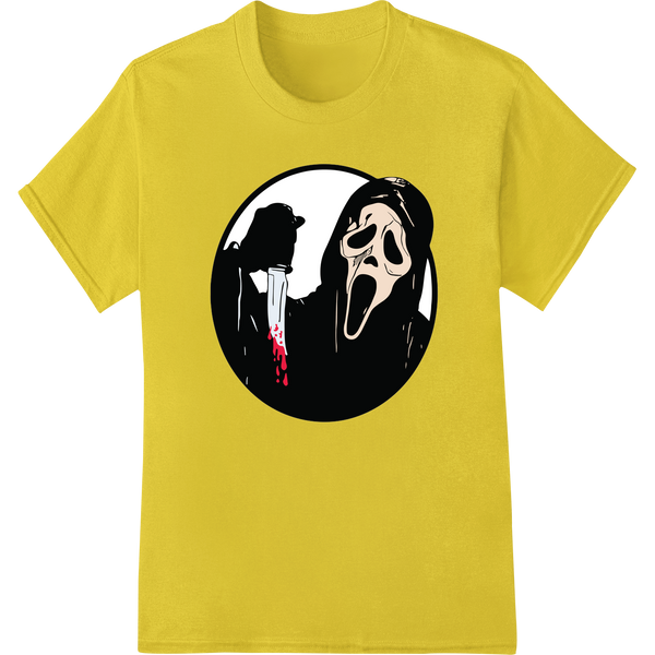 Chilling Ghostface Scream Horror Print DTF Heat Transfer on yellow shirt - SUPERDTF-DTF Prints-DTF Transfers-Custom DTF Prints