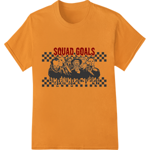 Personalized apparel decoration design for Skeleton Crew 'Squad Goals' Edgy Halloween DTF Print Transfer