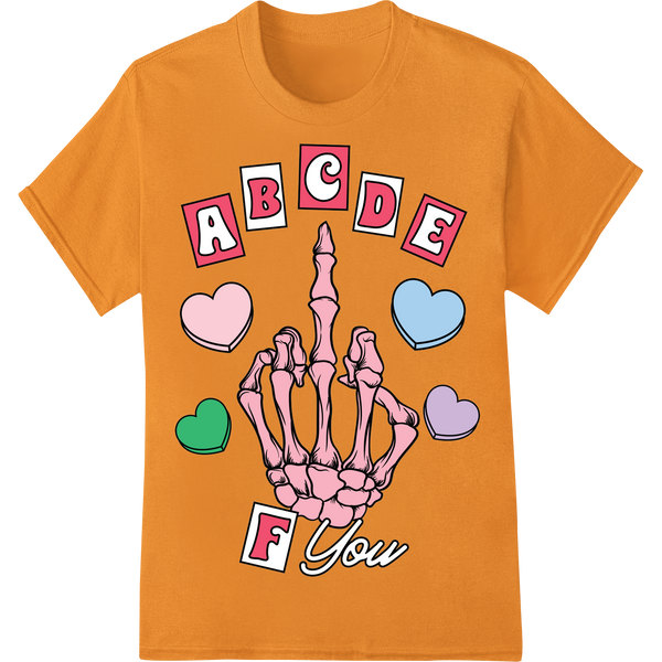 Skeleton Hand Heart Valentine DTF Print Heat Transfer on orange shirt - SUPERDTF-DTF Prints-DTF Transfers-Custom DTF Prints