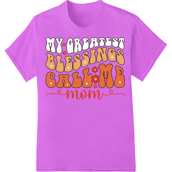 Retro 'My Greatest Blessings Call Me Mom' DTF Print Transfer on purple shirt - SUPERDTF-DTF Prints-DTF Transfers-Custom DTF Prints