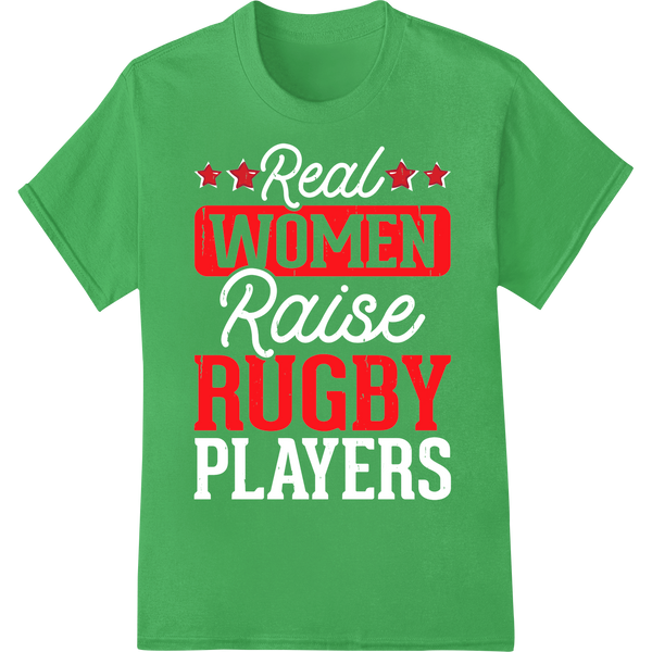 Bold Women's Rugby DTF Print Heat Transfer | Super DTF on green shirt - SUPERDTF-DTF Prints-DTF Transfers-Custom DTF Prints