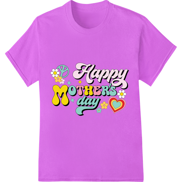 Retro Mother's Day Heat Transfer: Vintage Love on purple shirt - SUPERDTF-DTF Prints-DTF Transfers-Custom DTF Prints