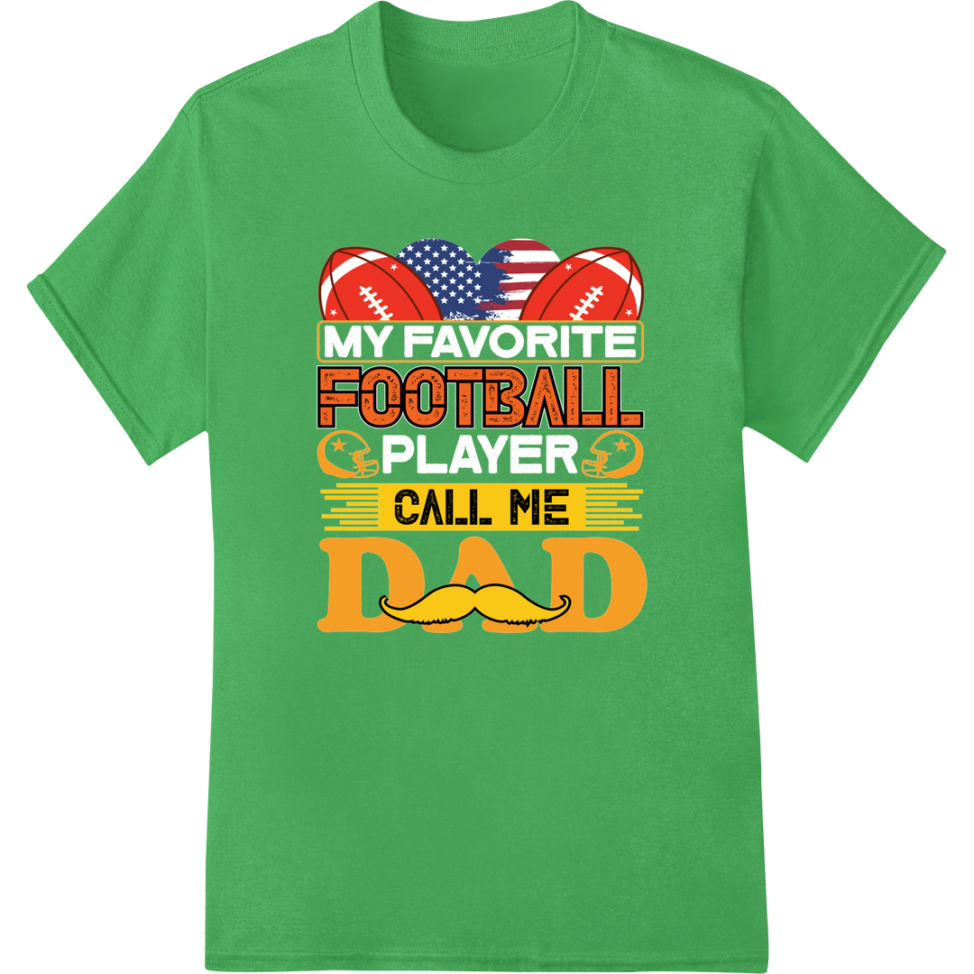 MVP Dad: Football Father's Day DTF Print Heat Transfer on green shirt - SUPERDTF-DTF Prints-DTF Transfers-Custom DTF Prints