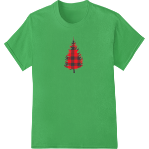 Expert DTF heat transfers craftsmanship on Red Buffalo Plaid Christmas Tree Heat Transfer Design