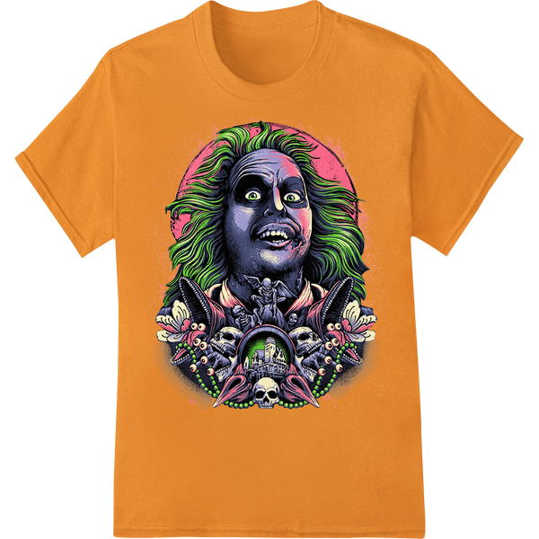 Grotesque Zombie Portrait - Vivid Halloween Horror Design on orange shirt - SUPERDTF-DTF Prints-DTF Transfers-Custom DTF Prints