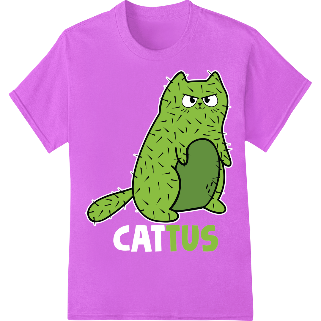 Hilarious Green Cat 'TUS' Funny Animal DTF Print Transfer on purple shirt - SUPERDTF-DTF Prints-DTF Transfers-Custom DTF Prints