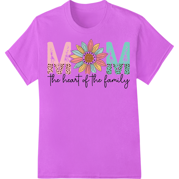 Sunflower Heart: Celebrate Mom, the Heart of the Family on purple shirt - SUPERDTF-DTF Prints-DTF Transfers-Custom DTF Prints