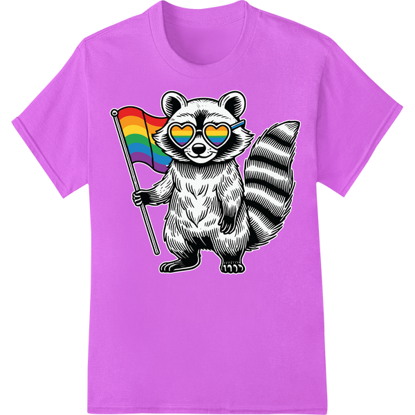 Adorable Rainbow Raccoon - Celebrate Pride Month In Style on purple shirt - SUPERDTF-DTF Prints-DTF Transfers-Custom DTF Prints