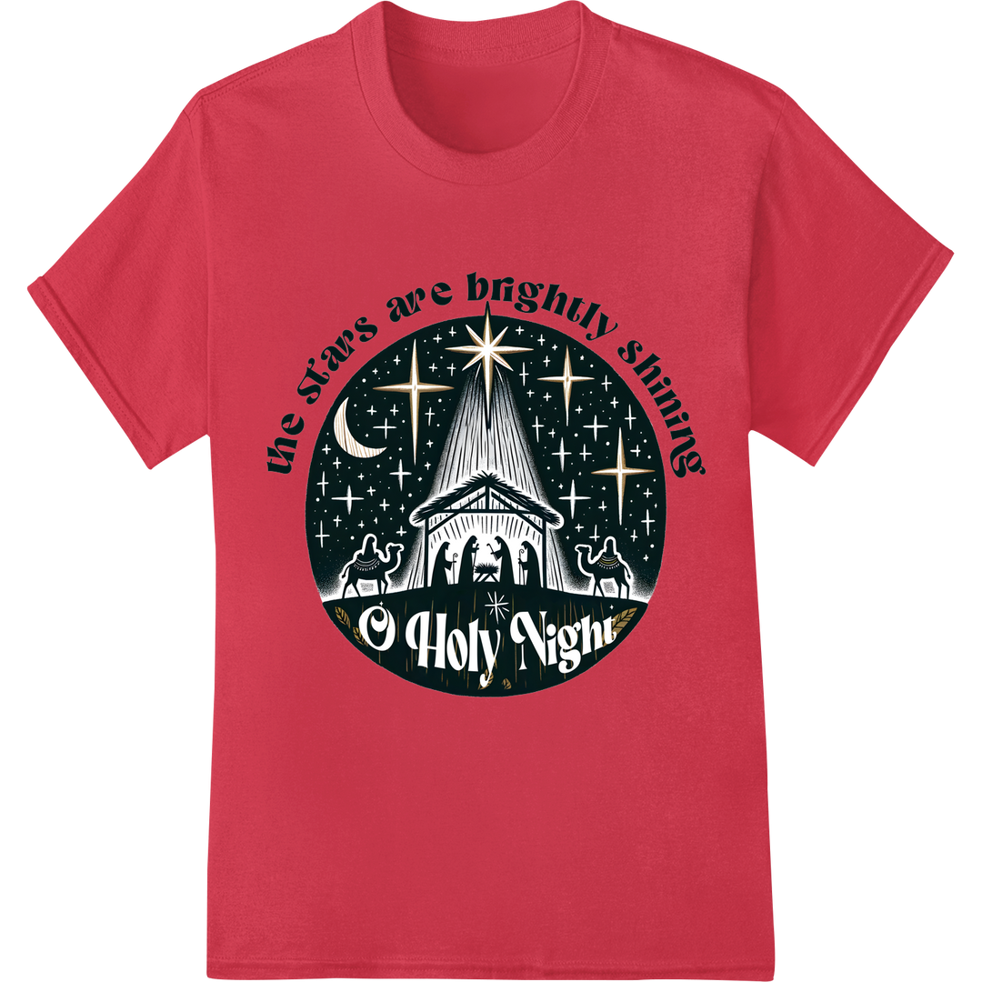 O Holy Night DTF Print Heat Transfer - Christian Christmas on red shirt - SUPERDTF-DTF Prints-DTF Transfers-Custom DTF Prints