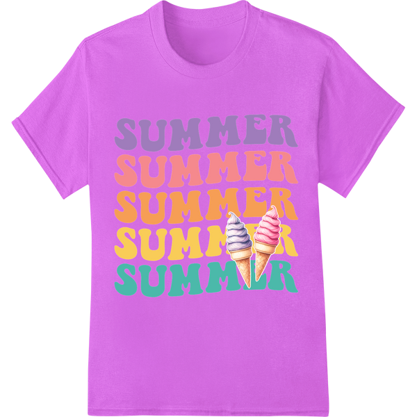 Vibrant 'SUMMER' DTF Print Transfer - Fun in the Sun! on purple shirt - SUPERDTF-DTF Prints-DTF Transfers-Custom DTF Prints