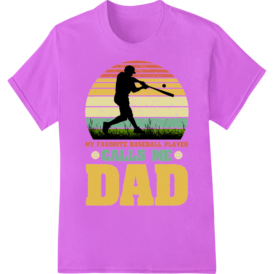 Proud Baseball Dad | Father's Day DTF Print Heat Transfer on purple shirt - SUPERDTF-DTF Prints-DTF Transfers-Custom DTF Prints