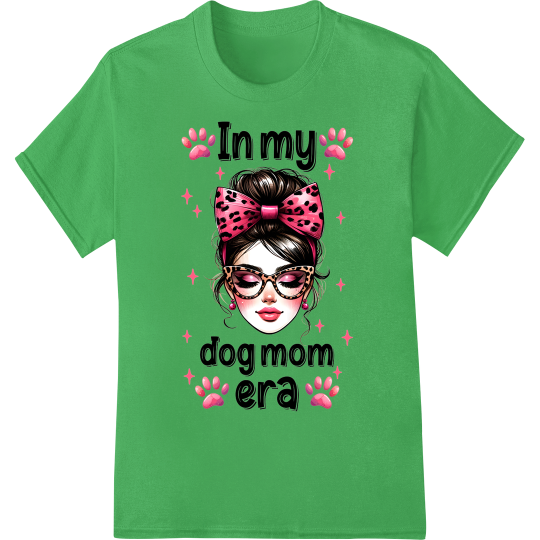 Retro 'In my dog mom era' DTF Print Heat Transfer on green shirt - SUPERDTF-DTF Prints-DTF Transfers-Custom DTF Prints