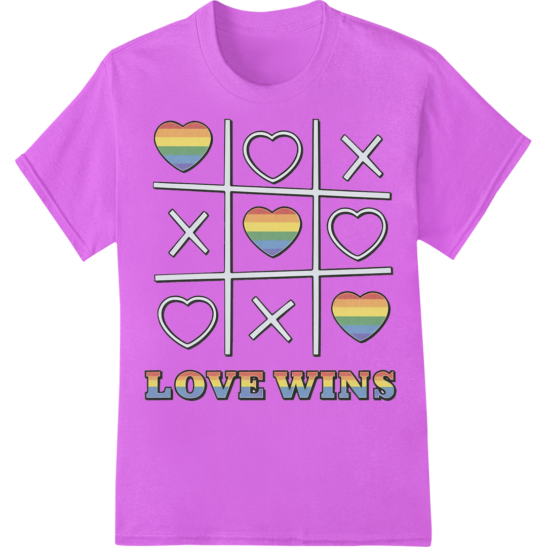 Vibrant LGBTQ Pride Heart Grid Heat Transfer Design on purple shirt - SUPERDTF-DTF Prints-DTF Transfers-Custom DTF Prints