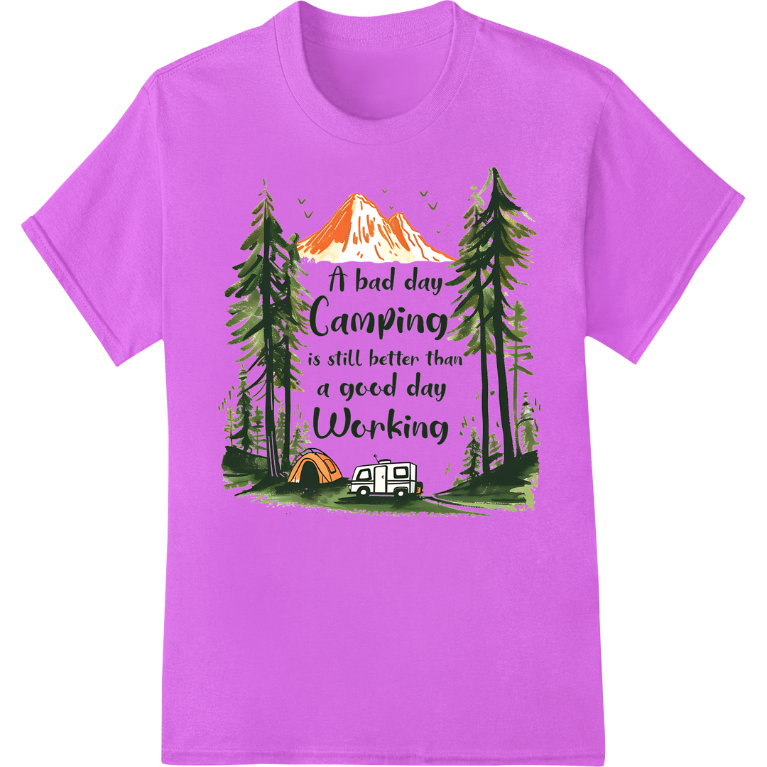 Escape to Nature: Camping Adventure DTF Print Transfer on purple shirt - SUPERDTF-DTF Prints-DTF Transfers-Custom DTF Prints