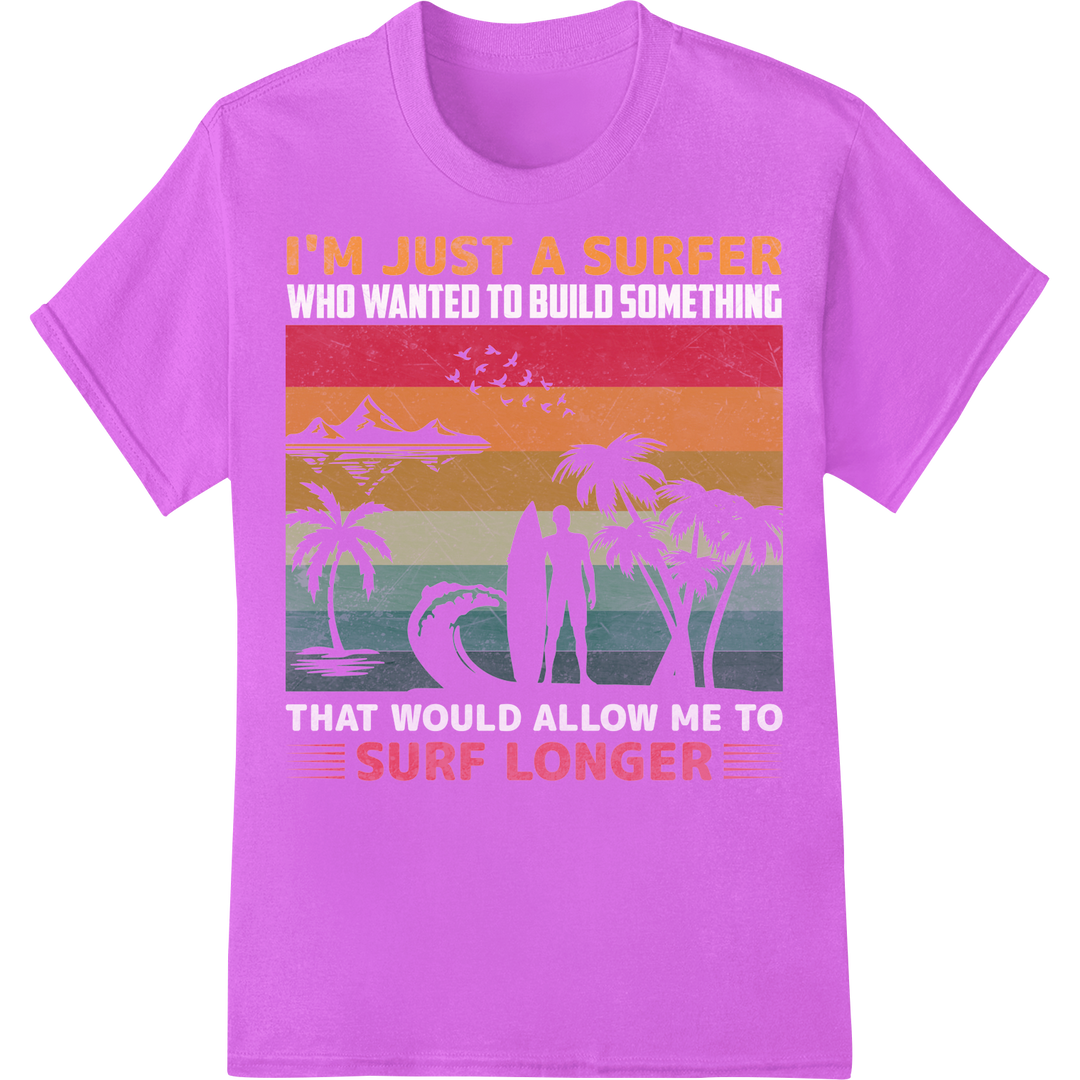 Ride the Waves in Retro Style: Vintage Surfer DTF Print on purple shirt - SUPERDTF-DTF Prints-DTF Transfers-Custom DTF Prints