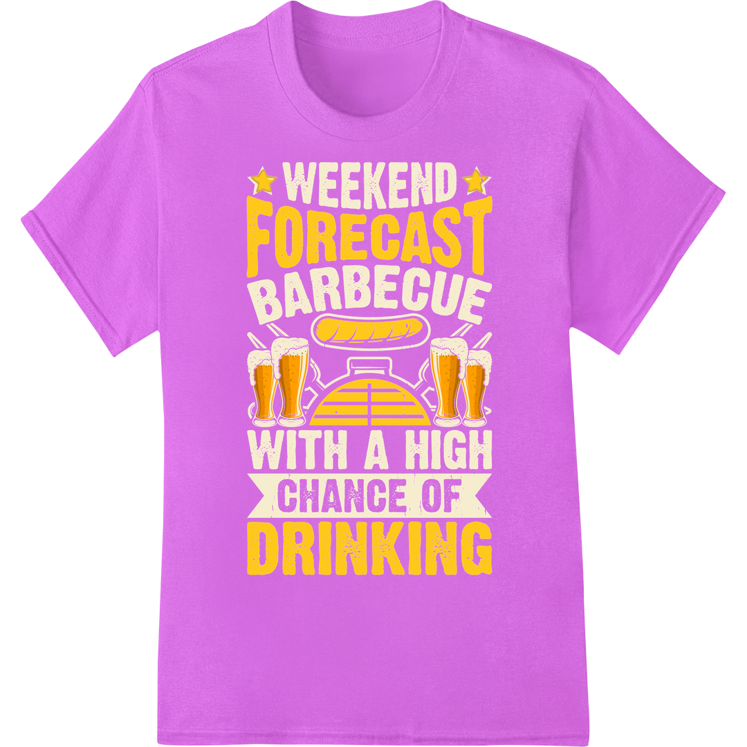 Weekend BBQ Forecast: Grilling & Chilling | DTF Print on purple shirt - SUPERDTF-DTF Prints-DTF Transfers-Custom DTF Prints