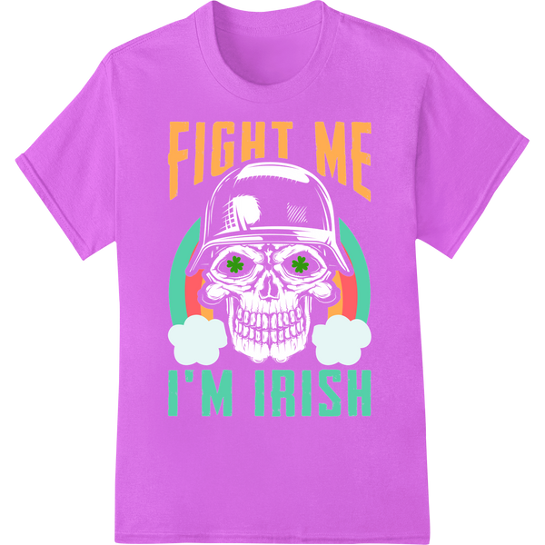 Bold 'Fight Me I'm Irish' St. Patrick's Day DTF Print Transfer on purple shirt - SUPERDTF-DTF Prints-DTF Transfers-Custom DTF Prints