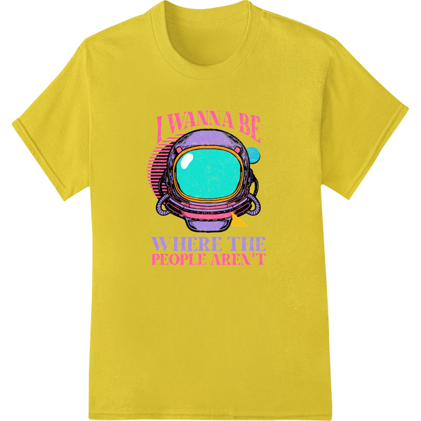 Retro Astronaut '90s Slogan | DTF Print Heat Transfer on yellow shirt - SUPERDTF-DTF Prints-DTF Transfers-Custom DTF Prints