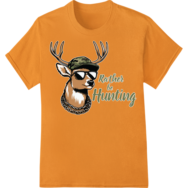 Rather be Hunting - Deer Camo DTF Heat Transfer Print on orange shirt - SUPERDTF-DTF Prints-DTF Transfers-Custom DTF Prints