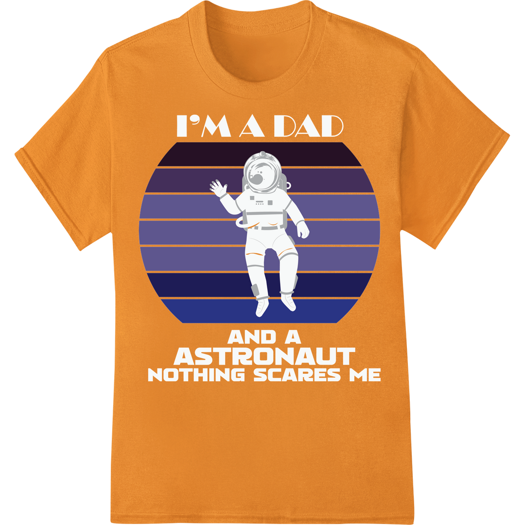 Retro Astronaut DTF Print Heat Transfer | Cosmic Style on orange shirt - SUPERDTF-DTF Prints-DTF Transfers-Custom DTF Prints