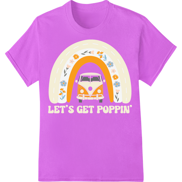 Groovy 60s VW Van: Vibrant Hippie Vibes DTF Transfer Print on purple shirt - SUPERDTF-DTF Prints-DTF Transfers-Custom DTF Prints