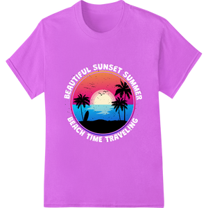 Cutting-edge custom garment printing featured on Tropical Sunset Paradise: Vibrant Beach DTF Print Design