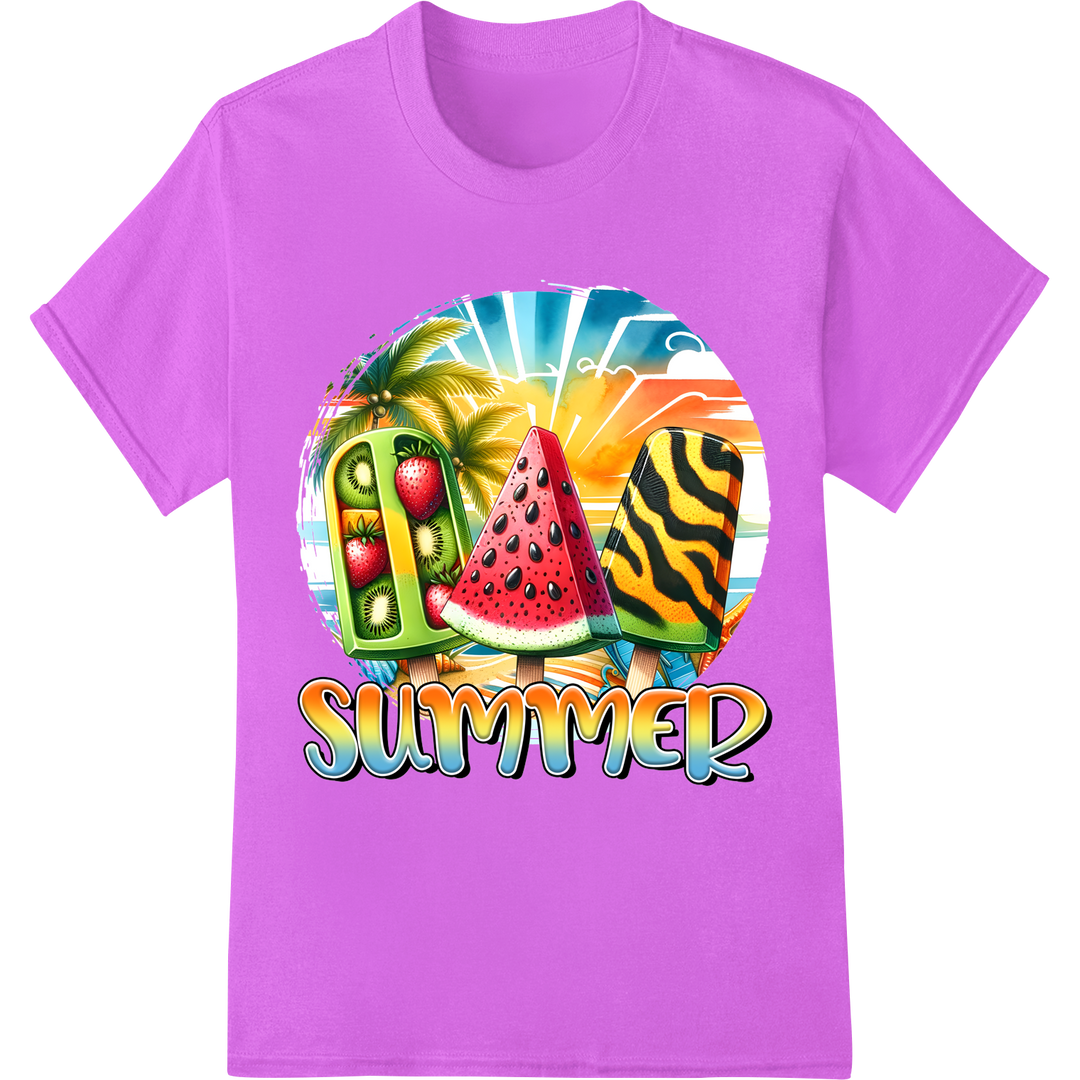 Juicy Summer Vibes DTF Print Transfer - Colorful Fruits on purple shirt - SUPERDTF-DTF Prints-DTF Transfers-Custom DTF Prints