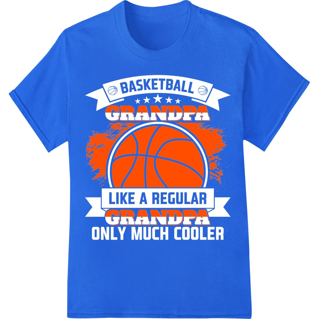 Vintage Basketball Grandpa DTF Print Heat Transfer on blue shirt - SUPERDTF-DTF Prints-DTF Transfers-Custom DTF Prints