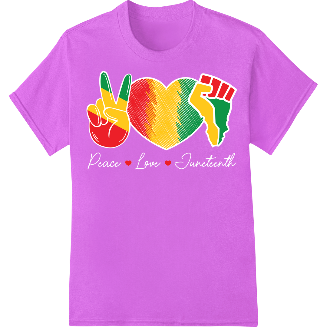 Bold Juneteenth Heart: Powerful Pan-African Colors DTF Print on purple shirt - SUPERDTF-DTF Prints-DTF Transfers-Custom DTF Prints