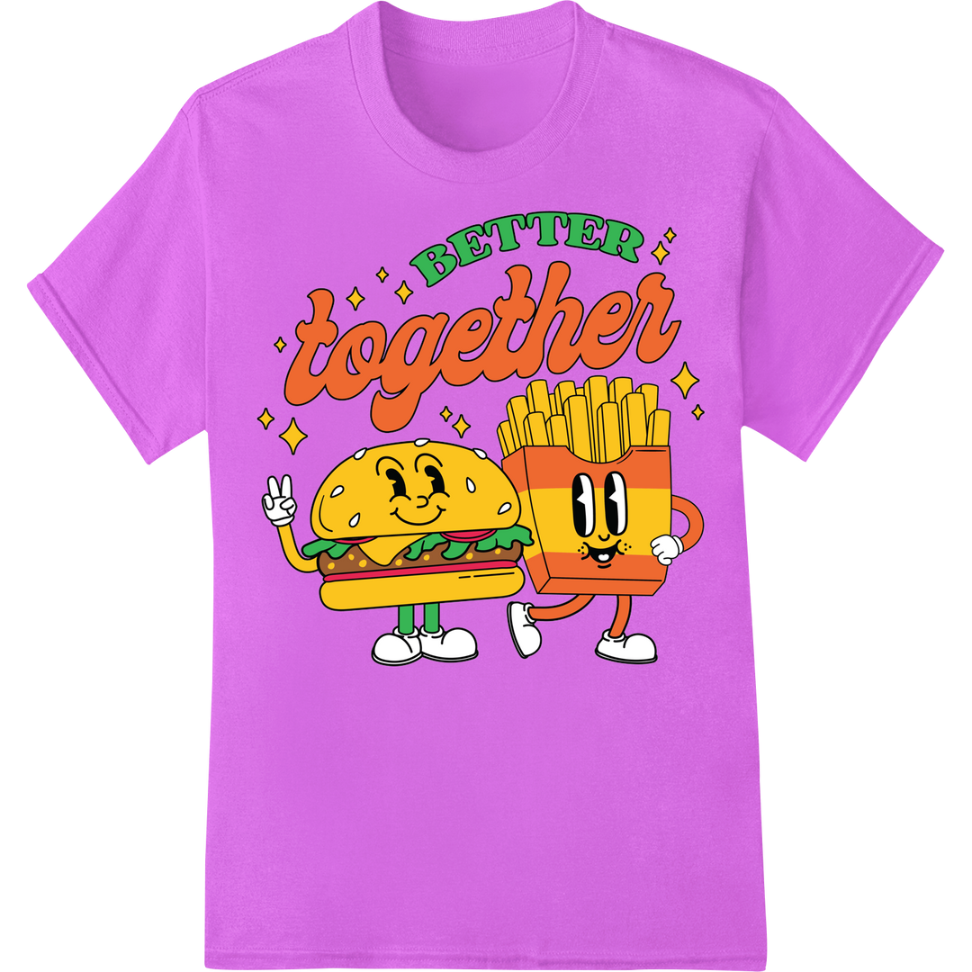 Burger & Fries Couple 'Better Together' Valentine's Day on purple shirt - SUPERDTF-DTF Prints-DTF Transfers-Custom DTF Prints