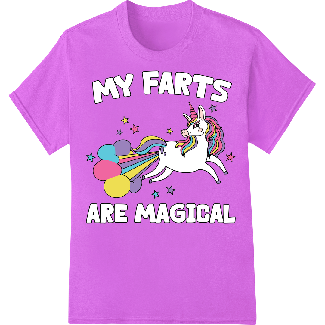 LGBT Unicorn 'My Farts Are Magical' Pride DTF Transfer on purple shirt - SUPERDTF-DTF Prints-DTF Transfers-Custom DTF Prints