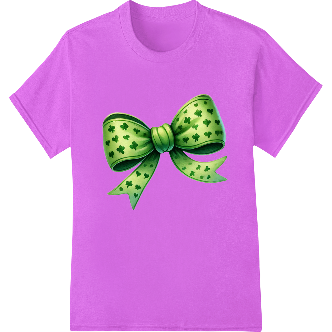 Shamrock Bow DTF Print for St. Patrick's Day | Super DTF on purple shirt - SUPERDTF-DTF Prints-DTF Transfers-Custom DTF Prints